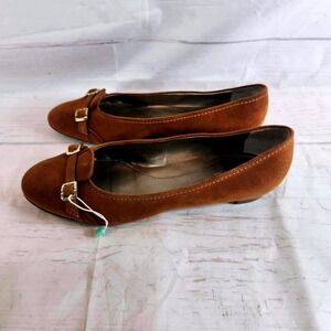 Sergio Rossi Suede Buckle Heels Brown Women's Size 40.5 EU